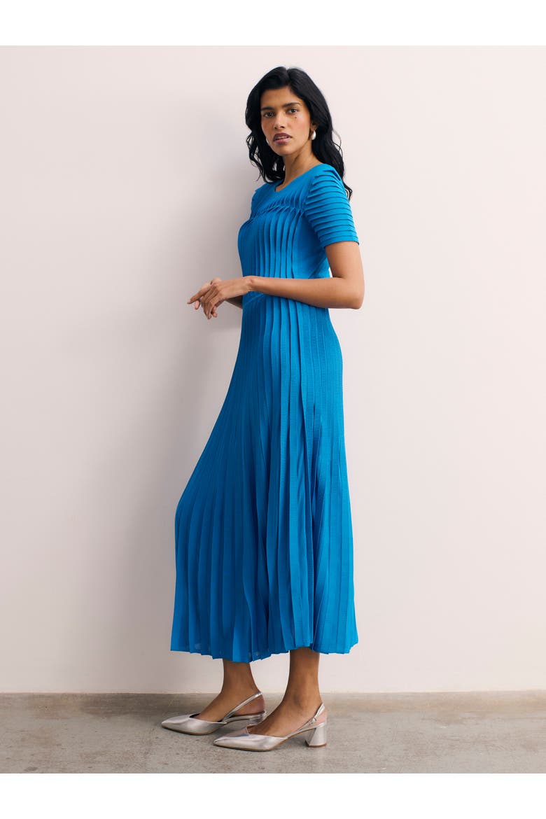 Allegra Stretch Knit Pleated Midi Dress, Alternate, color, Blue