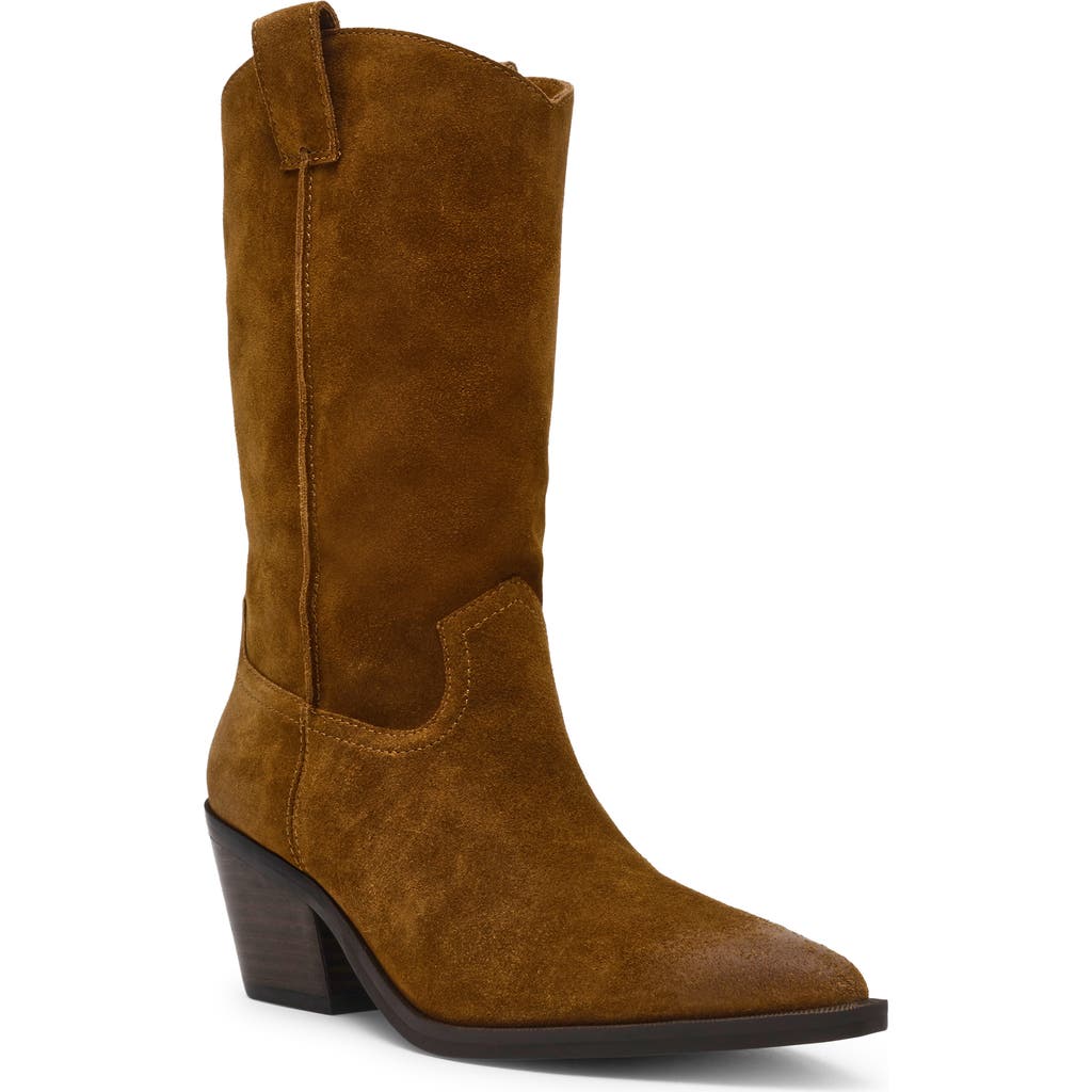 Steve Madden Stetson Suede Western Boot In Chestnut Suede