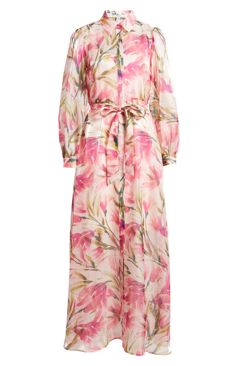 Julia Jordan Floral Long Sleeve Maxi Shirtdress, Alternate, color, Pink Multi