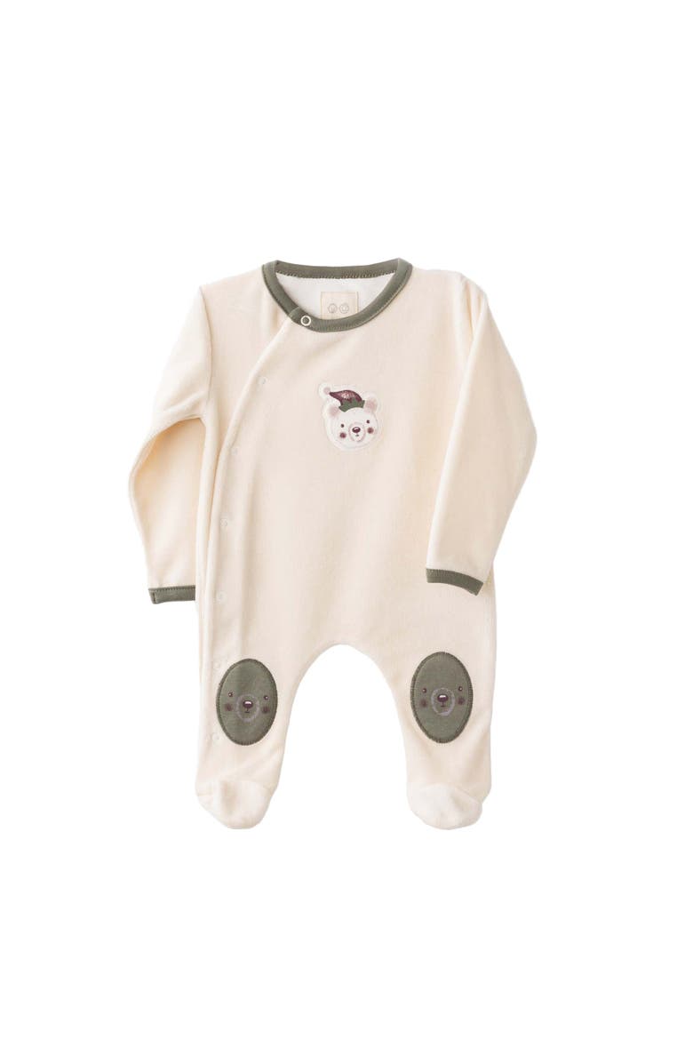 Bear Patch Sleepsuit, Main, color, Ivory