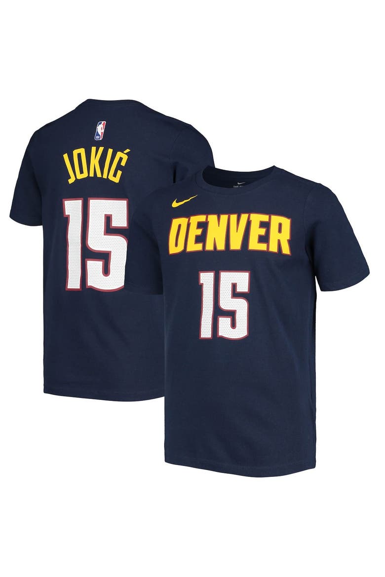 Youth Nike Nikola Jokic Navy Denver Nuggets Logo Name & Number Performance T-Shirt, Main, color, Navy