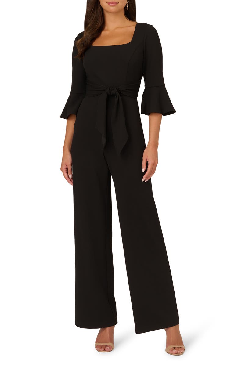 Adrianna Papell Tie Waist Wide Leg Jumpsuit, Main, color,