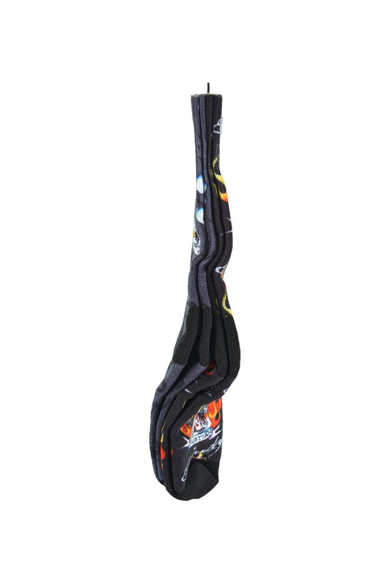 Flaming Eagle 360 Print Full Cushion Crew Sock 2-Pack, Alternate, color, Black