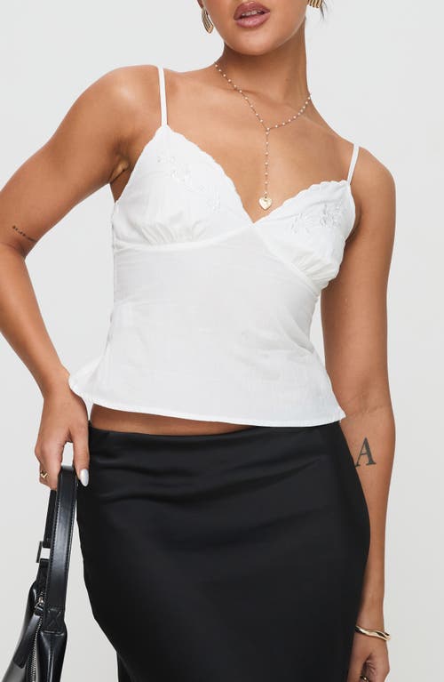Princess Polly Aruba Embroidered Cotton Camisole In White