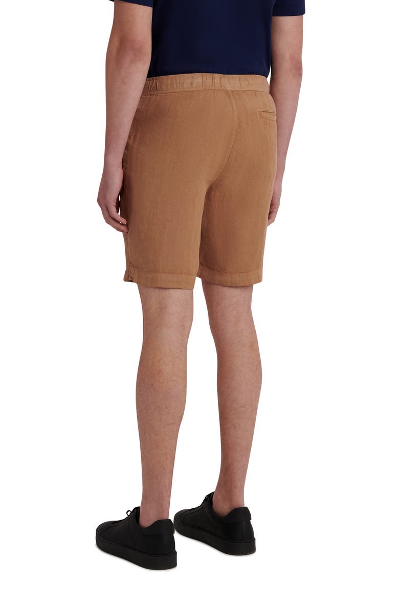 Bugatchi Drawstring Linen Shorts, Alternate, color, Caramel