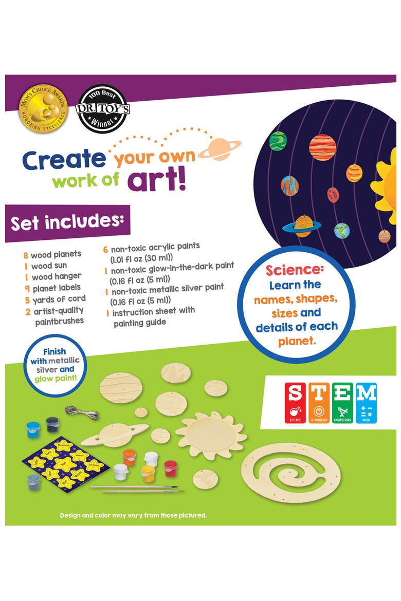 Solar System Mobile Wood Craft Kit, Alternate, color, Multicolor