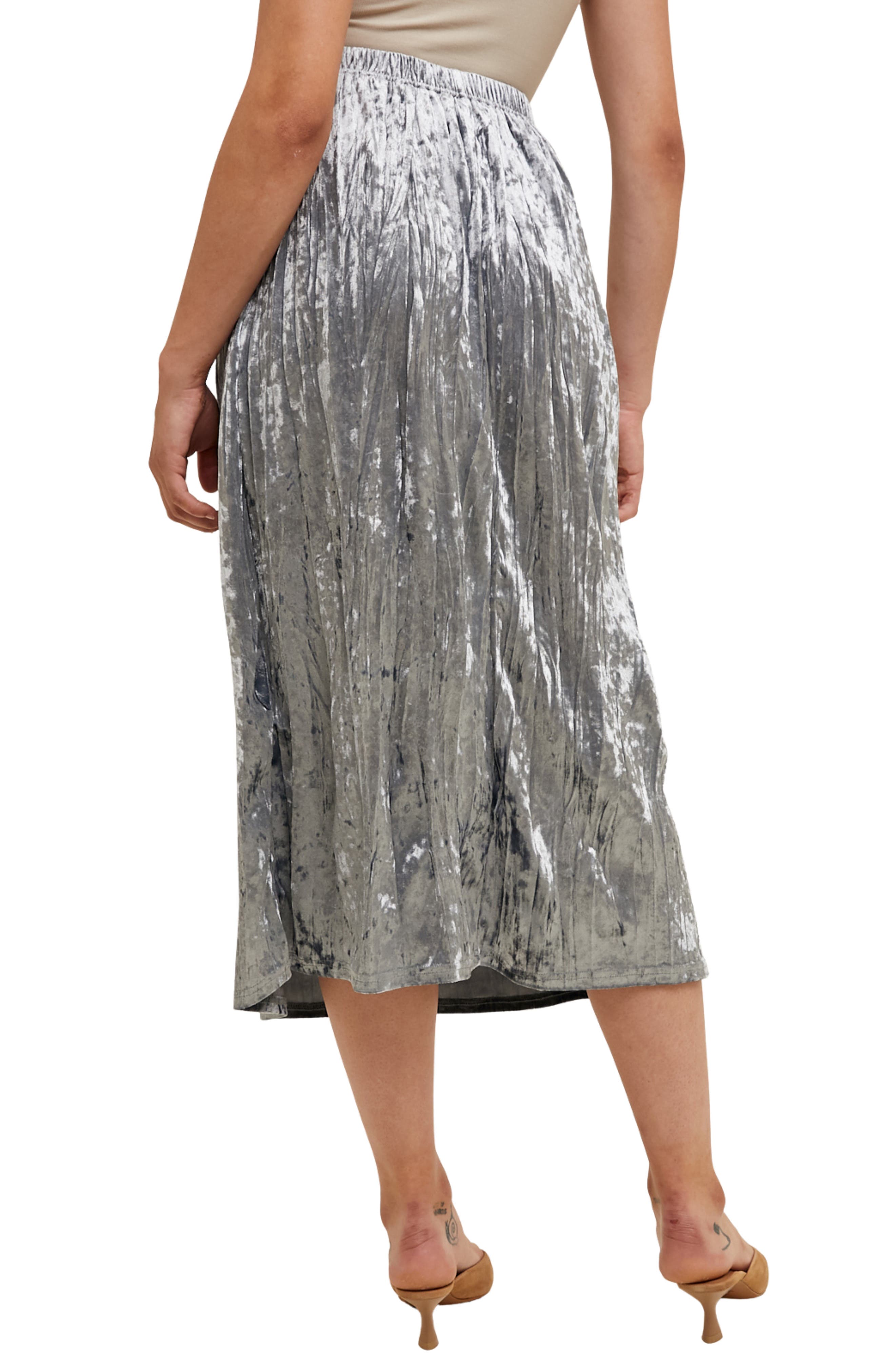 Crinkle Velvet Midi Skirt - image 2