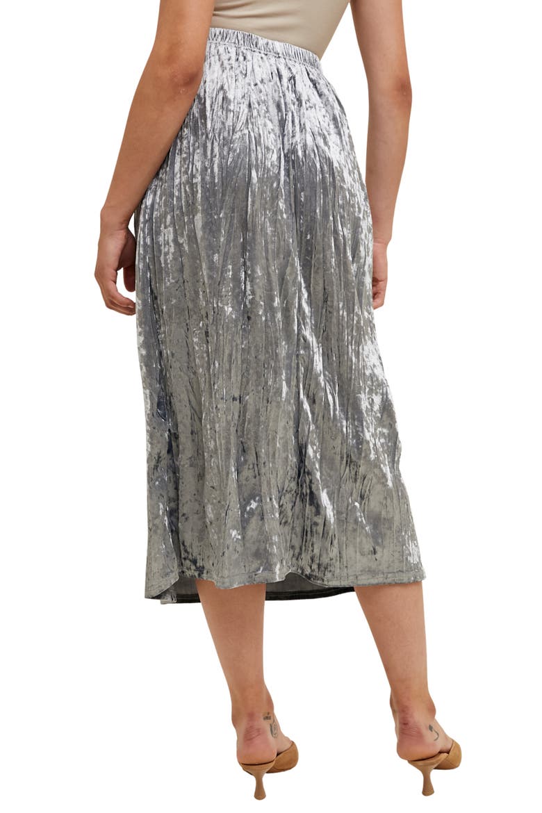 Crinkle Velvet Midi Skirt, Alternate, color, SLATE