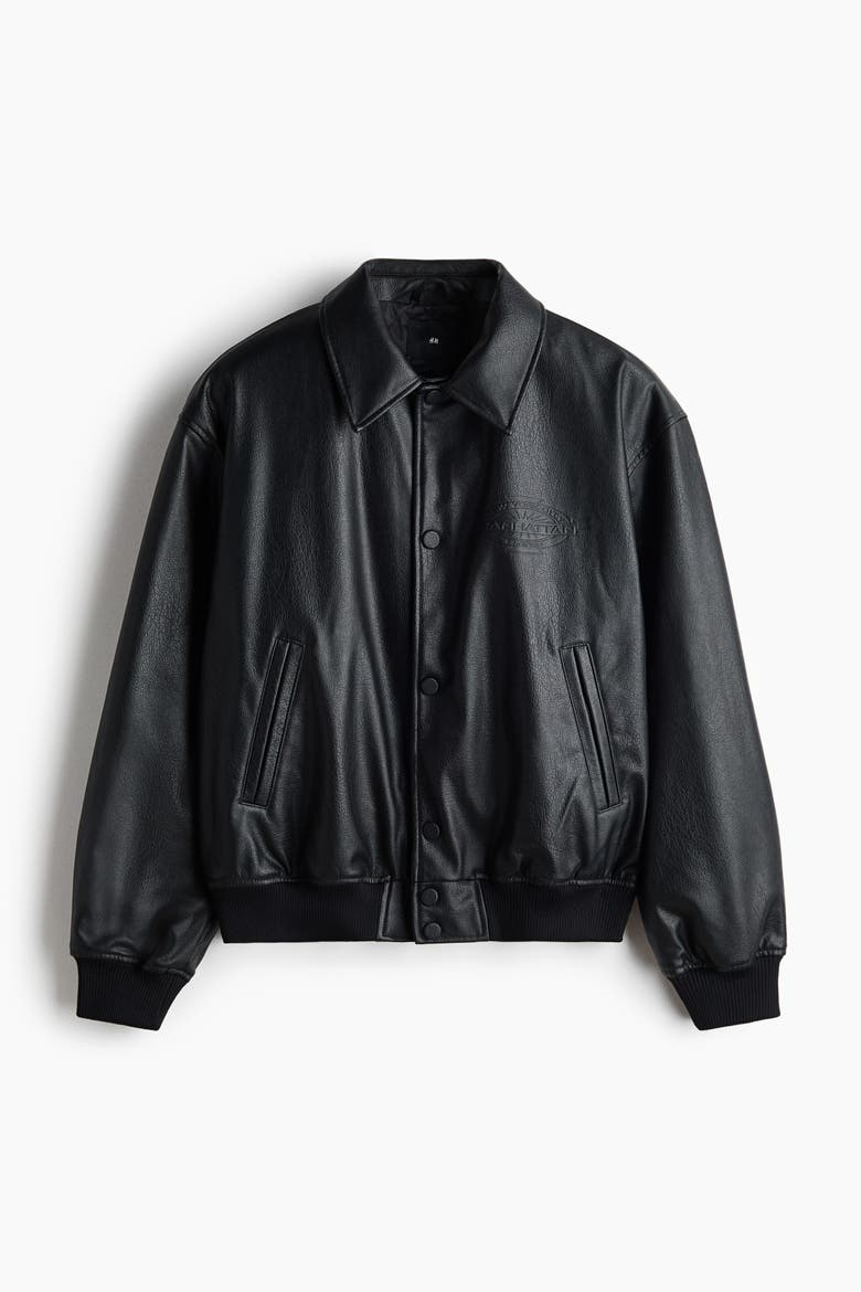 Coated Baseball Jacket, Alternate, color, Black
