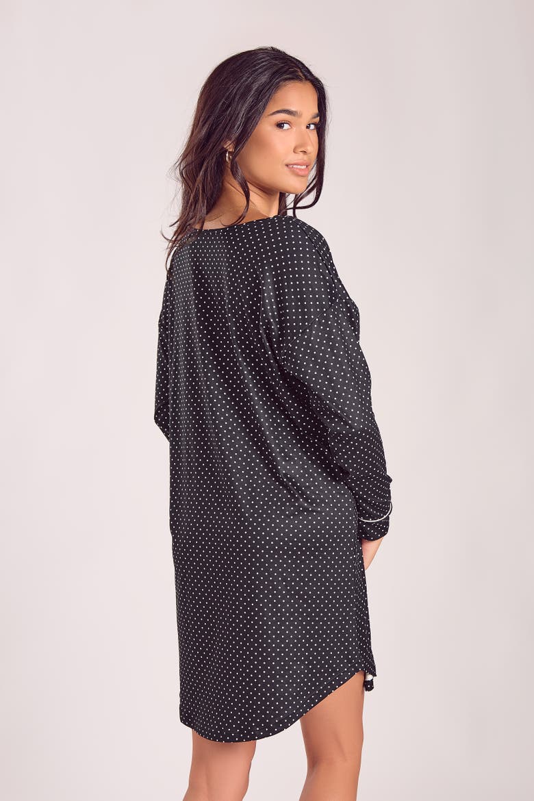 Microfiber Knit Sleep Shirt with Functional Buttons, Alternate, color, Black