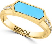 EFFY Gold Plated Sterling Silver Turquoise and Diamond Ring