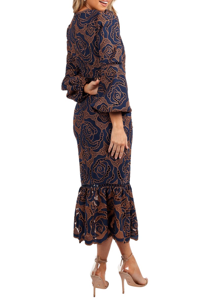 Petal & Pup Pierre Long Sleeve Cocktail Mermaid Dress, Alternate, color, Navy