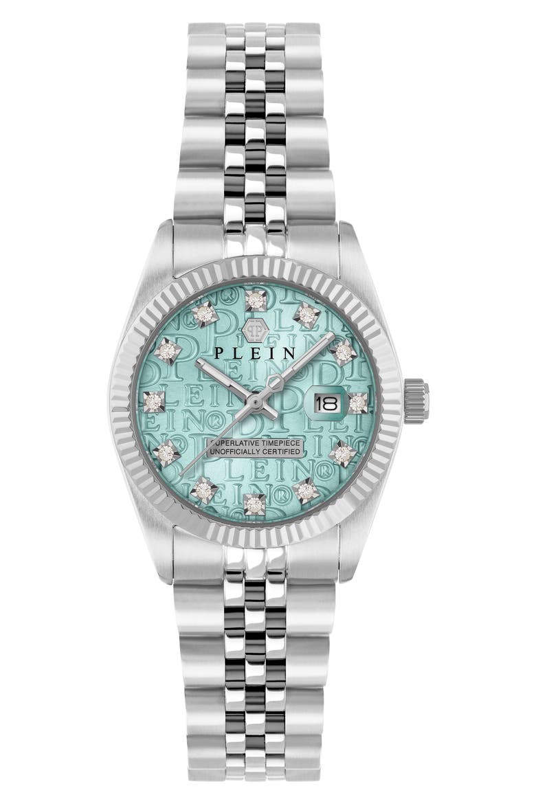 Date Superlative Crystal Bracelet Watch, 38mm, Main, color, STAINLESS STEEL