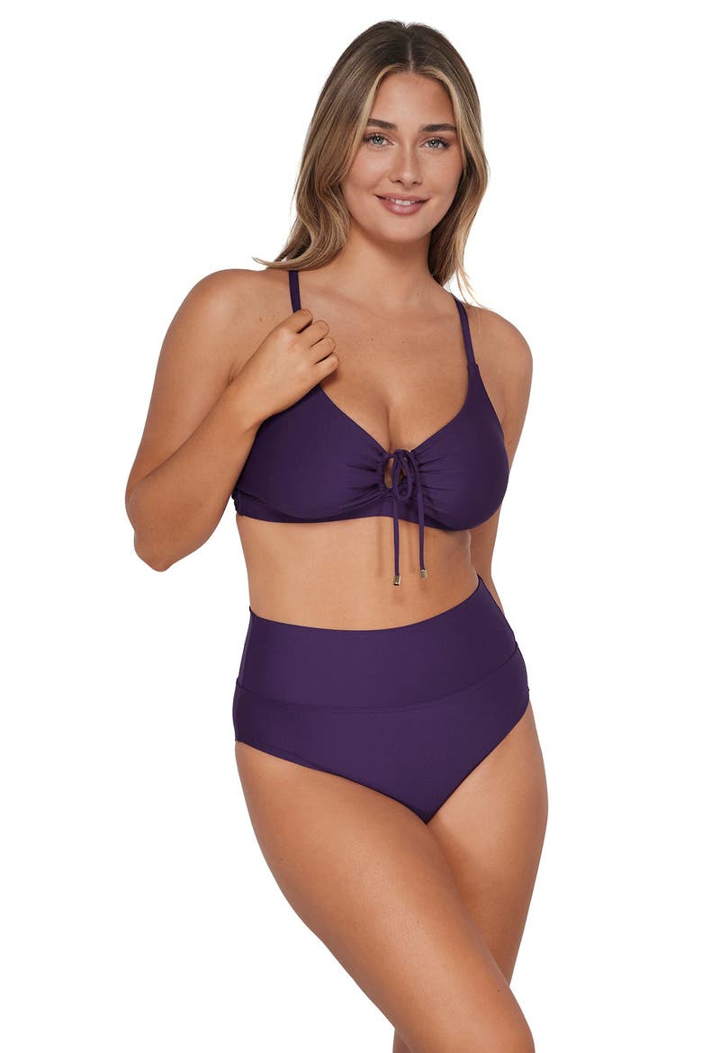 Hannah High Waist Bikini Swim Bottoms, Alternate, color, Paradise Plum