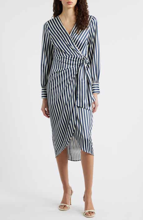 Sam Edelman Long Sleeve Stripe Wrap Dress
