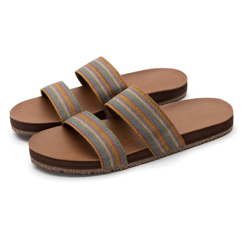 Womens Zensole Vistas Faux Leather Double Strap Slide Sandals