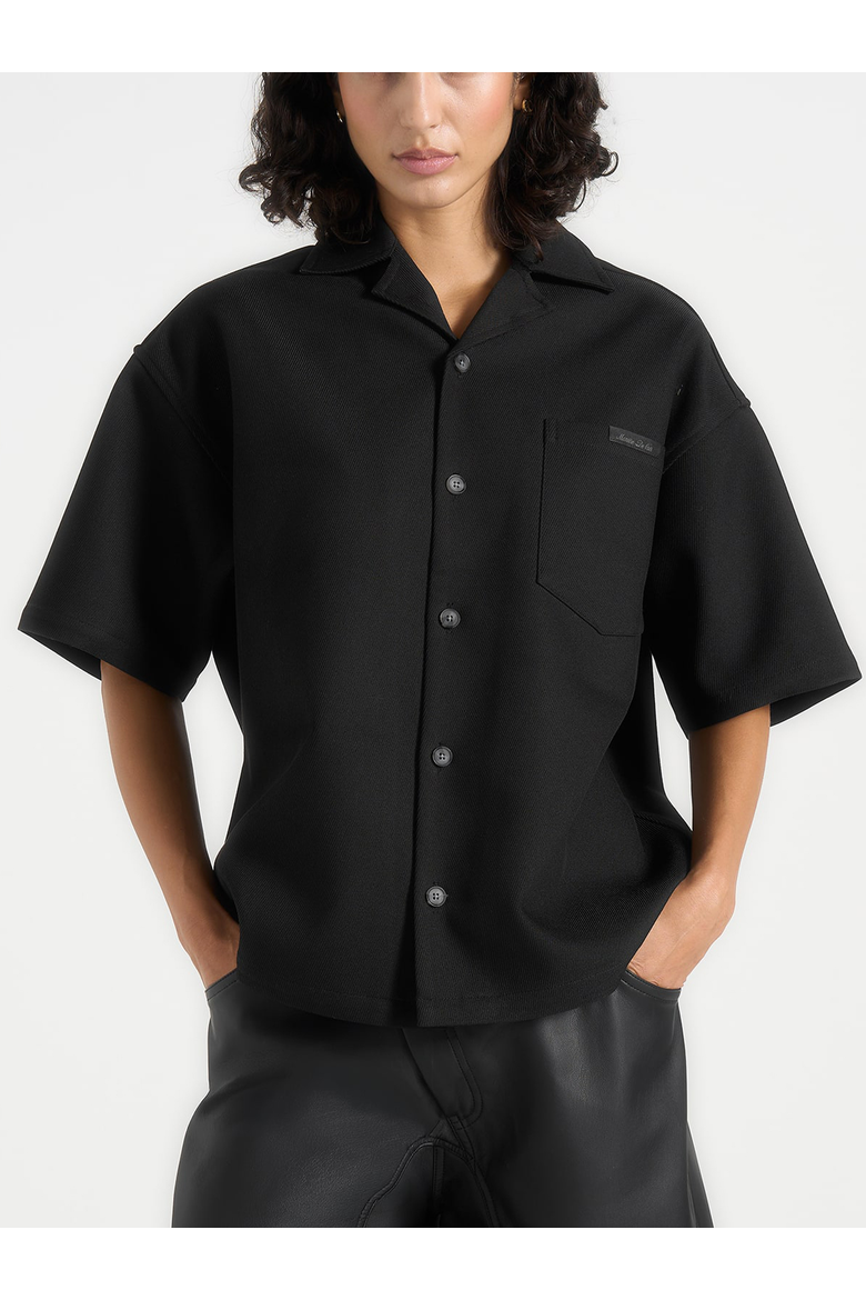 Brook Unisex Signature Twill Boxy Shirt, Alternate, color, Black