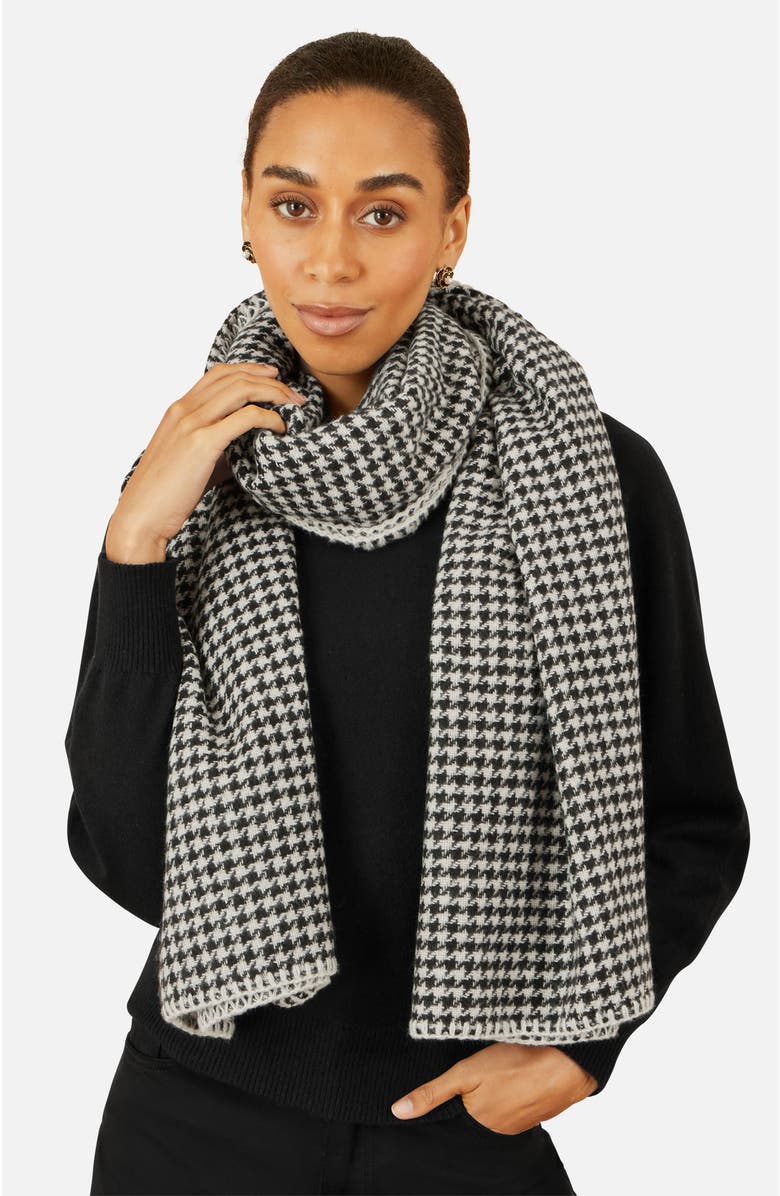 Yumi Dog Tooth Scarf, Alternate, color, Black