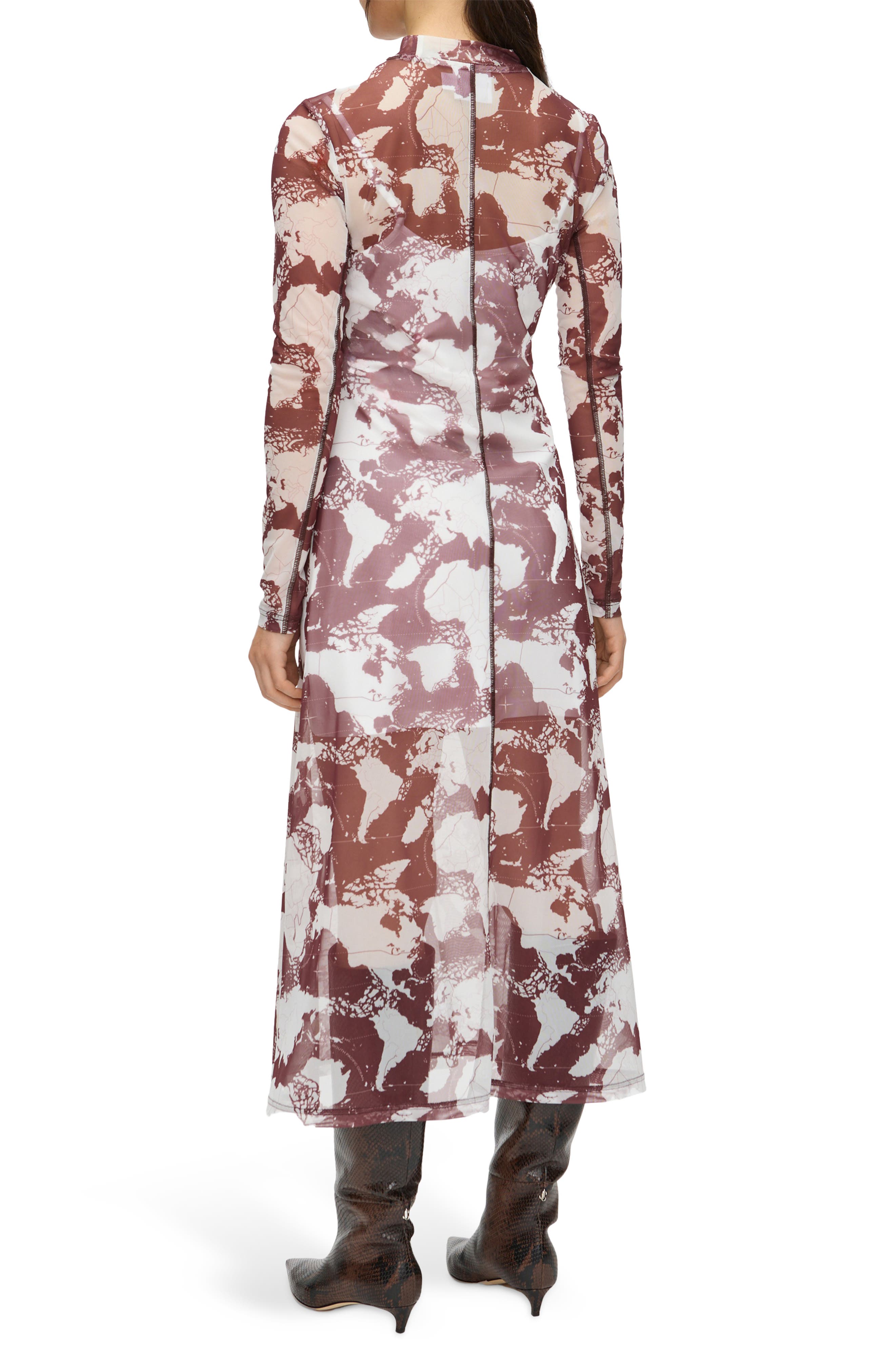Starla Abstract Print Long Sleeve Mesh Dress - image 2