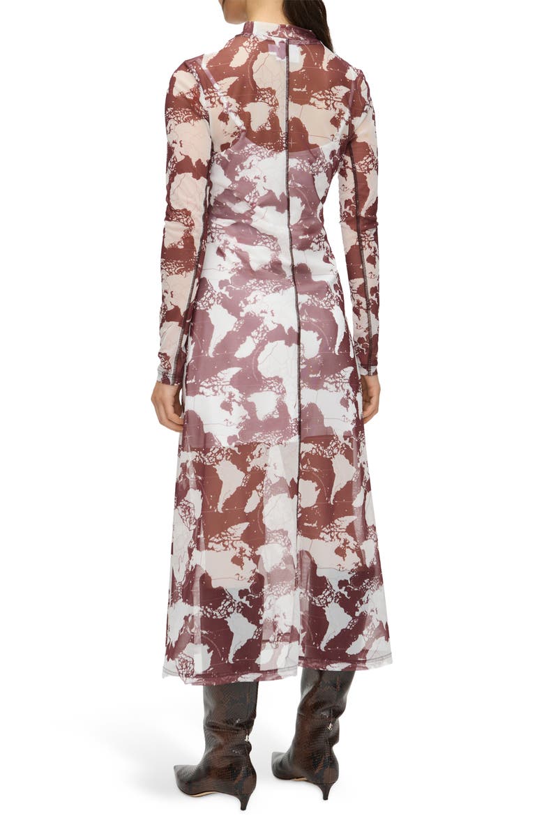 ALIGNE Starla Abstract Print Long Sleeve Mesh Dress, Alternate, color, Oxblood Mix