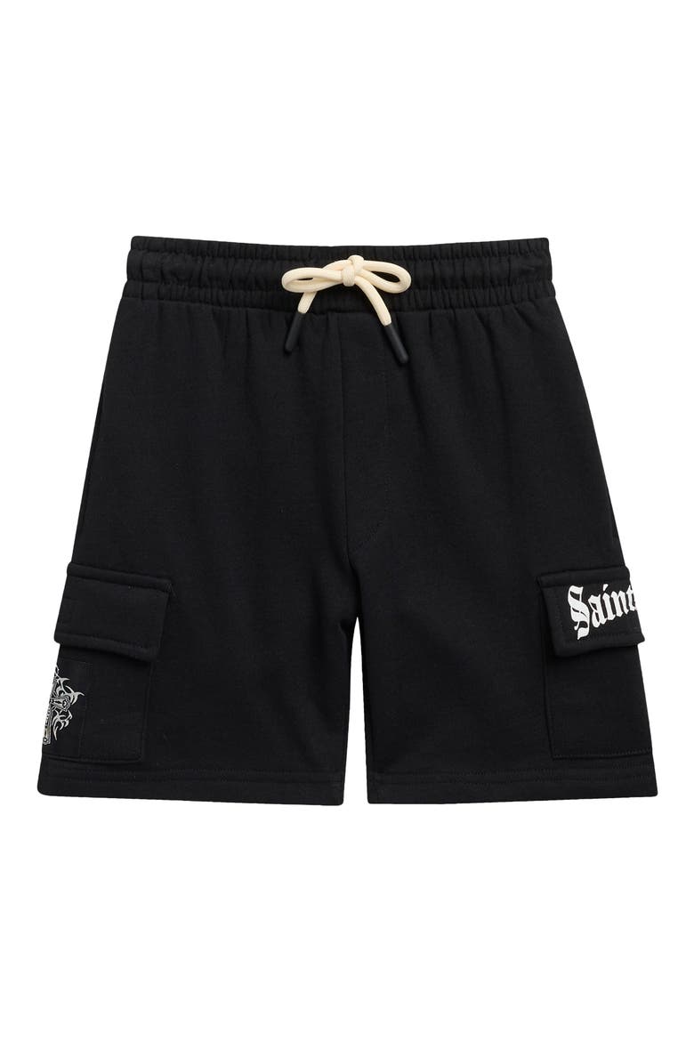 Kids' Fleece Cargo Shorts, Main, color, BLACK/ SAINTS CLUB