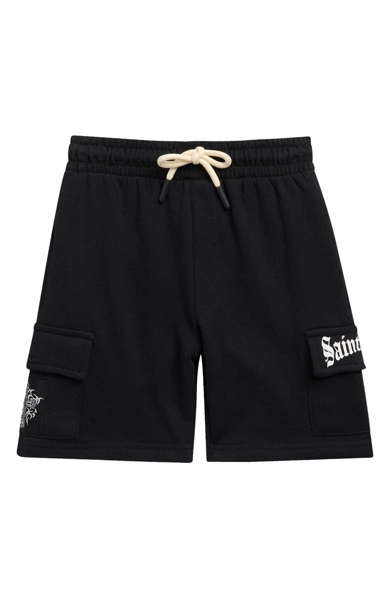 Sovereign Code Kids' Fleece Cargo Shorts, Main, color, Black/ Saints Club