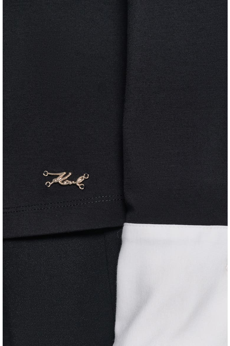 Contrast Trim Collared Knit Top, Alternate, color, BLACK