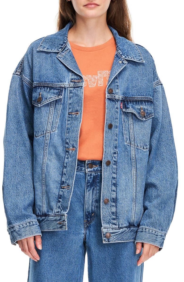 Levi's<sup>®</sup> Oversize Denim Trucker Jacket, Main, color, 