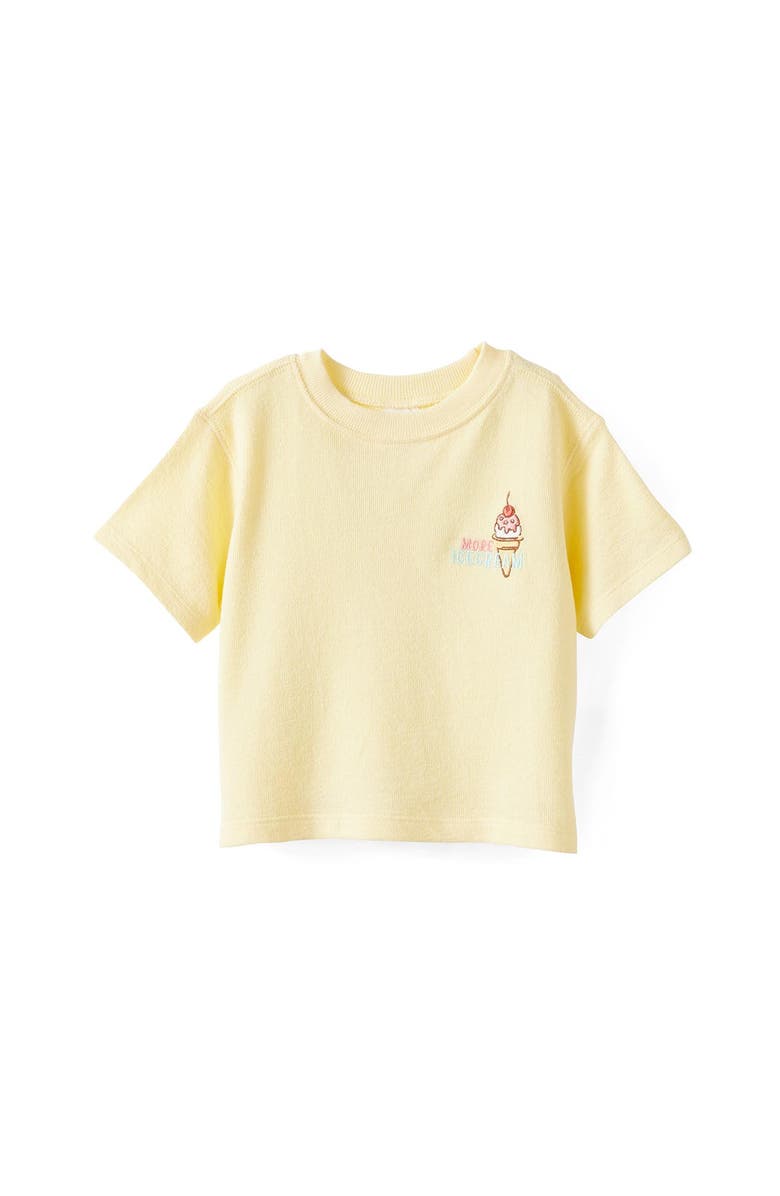 Cotton On Kids Baby Textured Tee, Main, color, Baby Yellow More Ice Cream