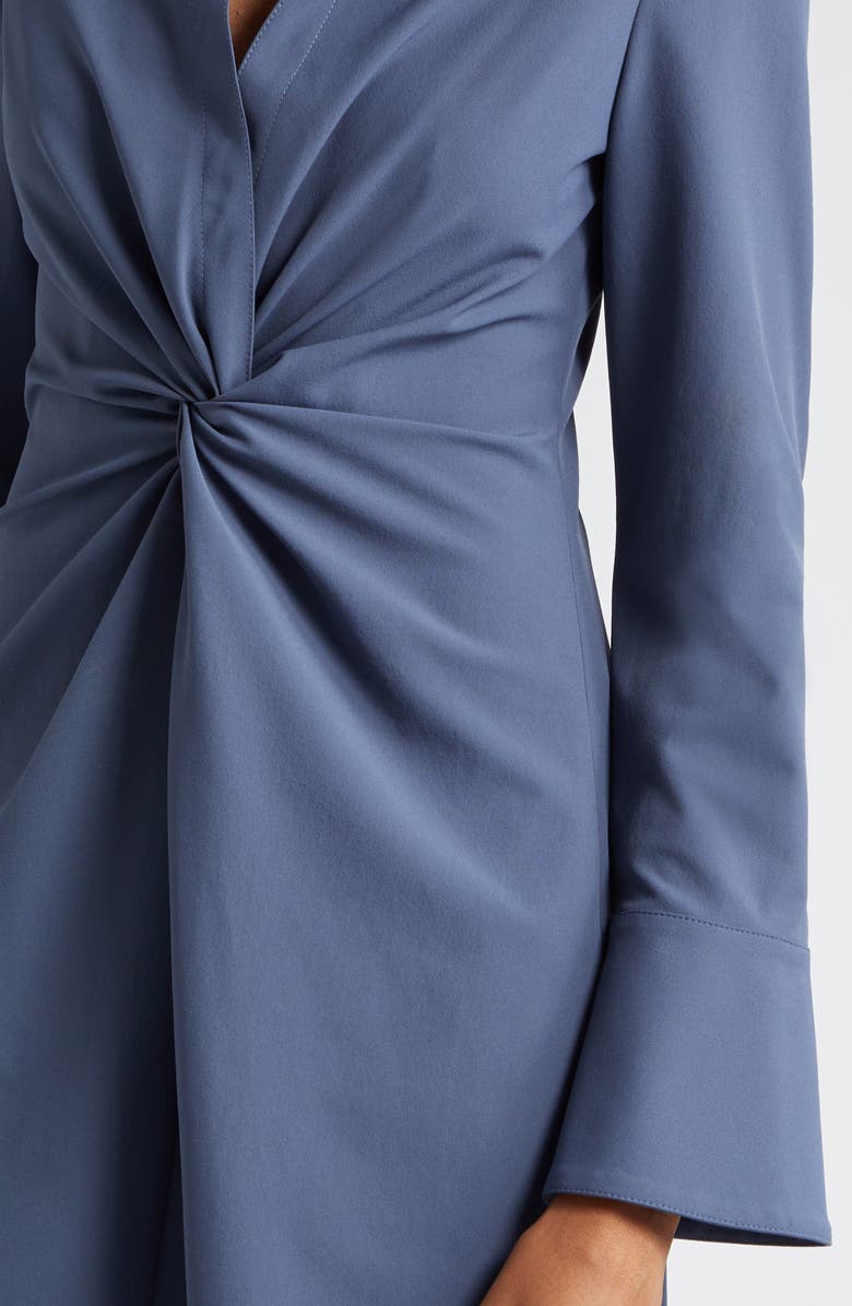 Cinq à Sept McKenna Front Twist Long Sleeve Mini Shirtdress, Alternate, color, Shadow