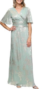 SL FASHIONS Metallic Jacquard Gown