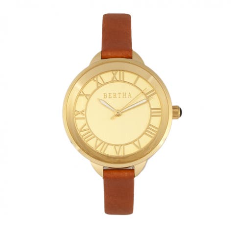 Madison Sunray Dial Leather-Band Watch