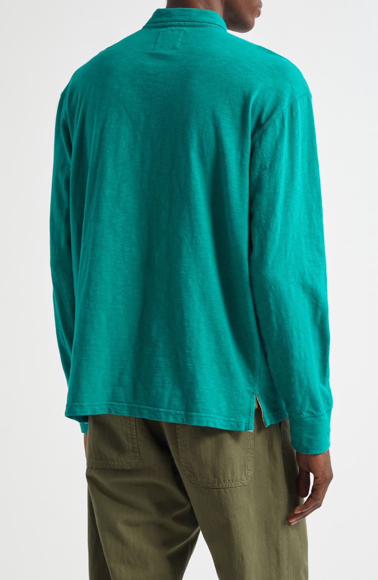 Drake's Chevron Stripe Cotton Rugby Shirt, Alternate, color, 402 Bottle Grn / Magenta