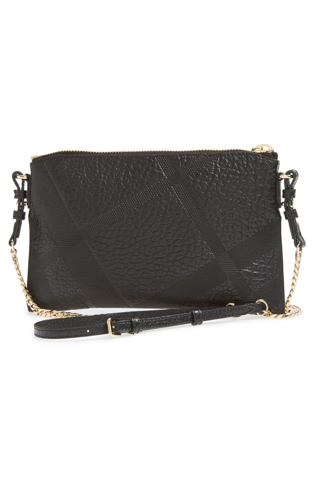 Burberry 'Peyton - Grain Check' Embossed Leather Crossbody Bag, Alternate, color, 