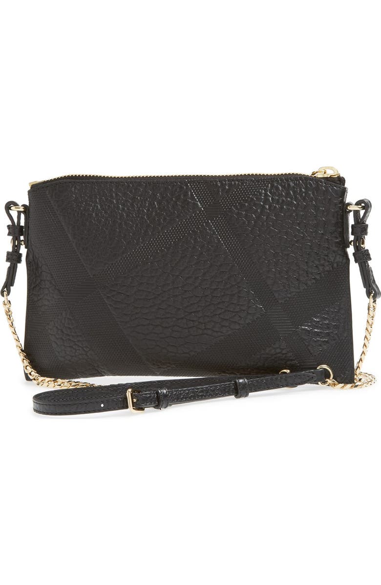 Burberry 'Peyton - Grain Check' Embossed Leather Crossbody Bag, Alternate, color,