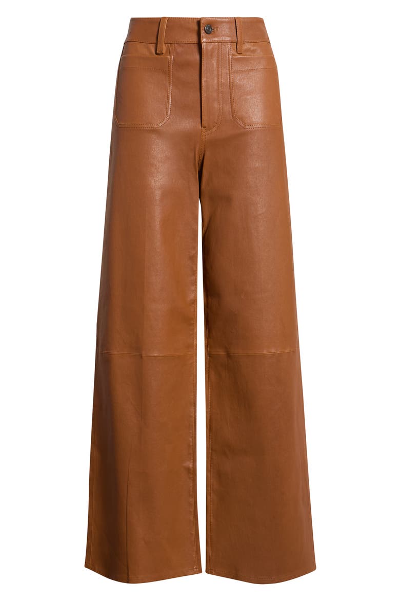 The Slim Palazzo Leather Pants, Alternate, color, CAMEL