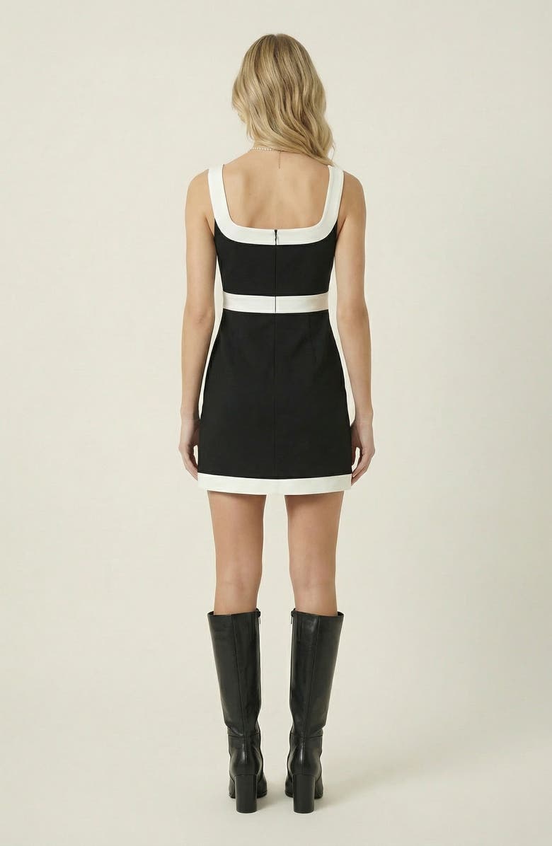 Modenaire Contrast Trim Sleeveless Mini Dress, Alternate, color, Black / White