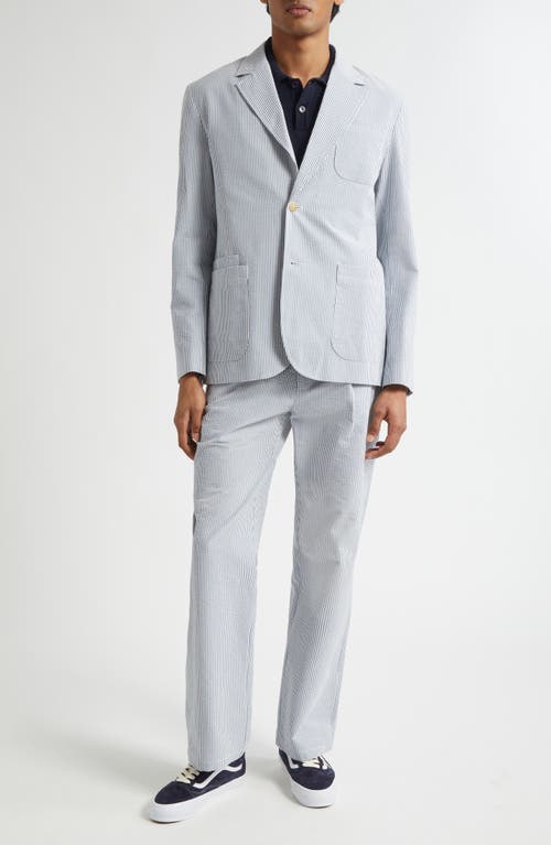 Noah Seersucker Sack Sport Coat In Silver