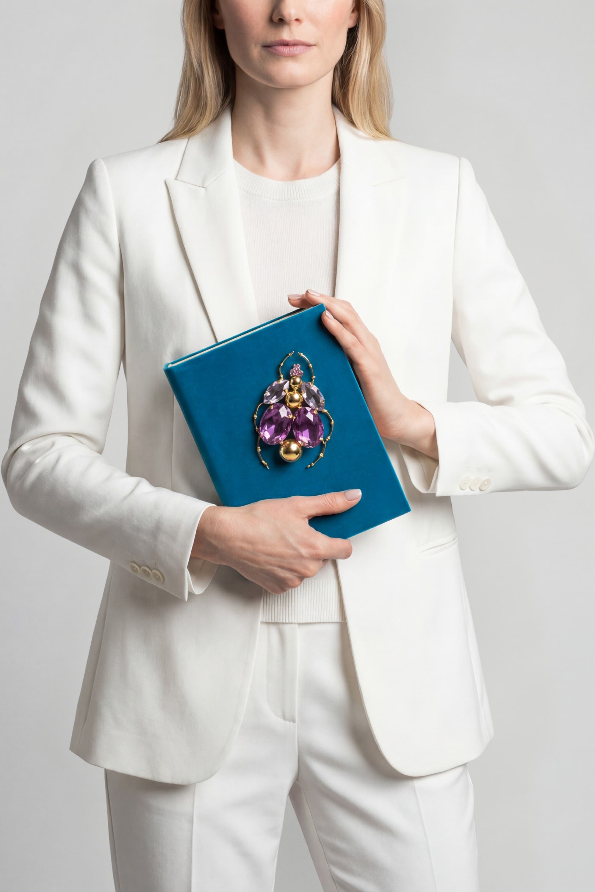 LarAllan Tofe Velvet Book Clutch, Alternate, color, Teal Blue