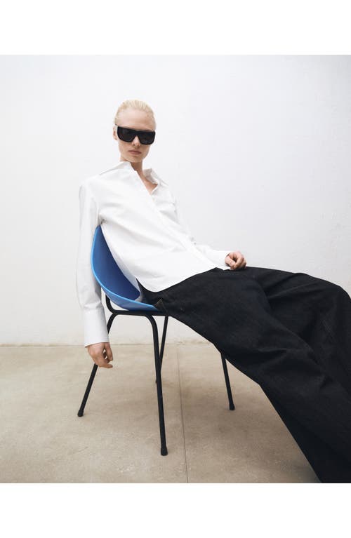 Mango Point Collar Oversize Cotton Button-up Shirt In White