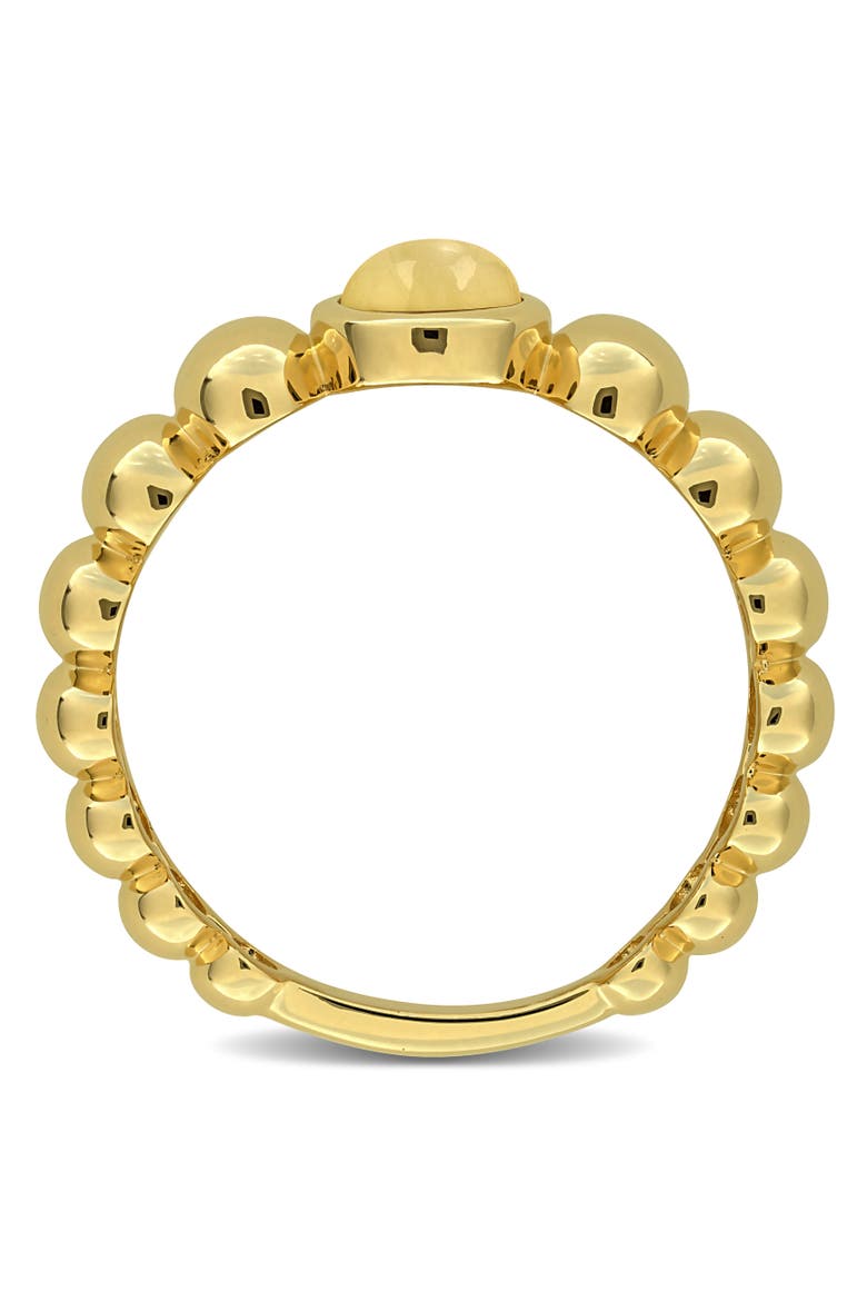 Citrine Oval Beaded Ring Yellow Plated Silver, Alternate, color, Citrine