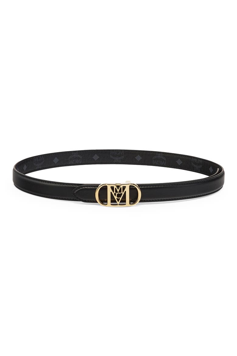 Mode Mena Reversible Leather Belt, Main, color, BLACK