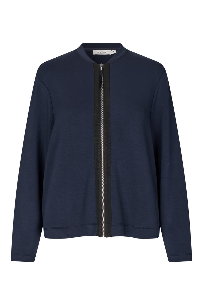Junesse Long Sleeve Bomber Jacket, Alternate, color, Navy Blazer