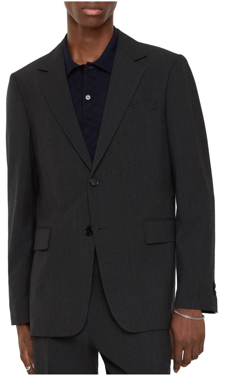 Burberry Wool Blend Tailored Jacket, Main, color, Midnight Grey Melange