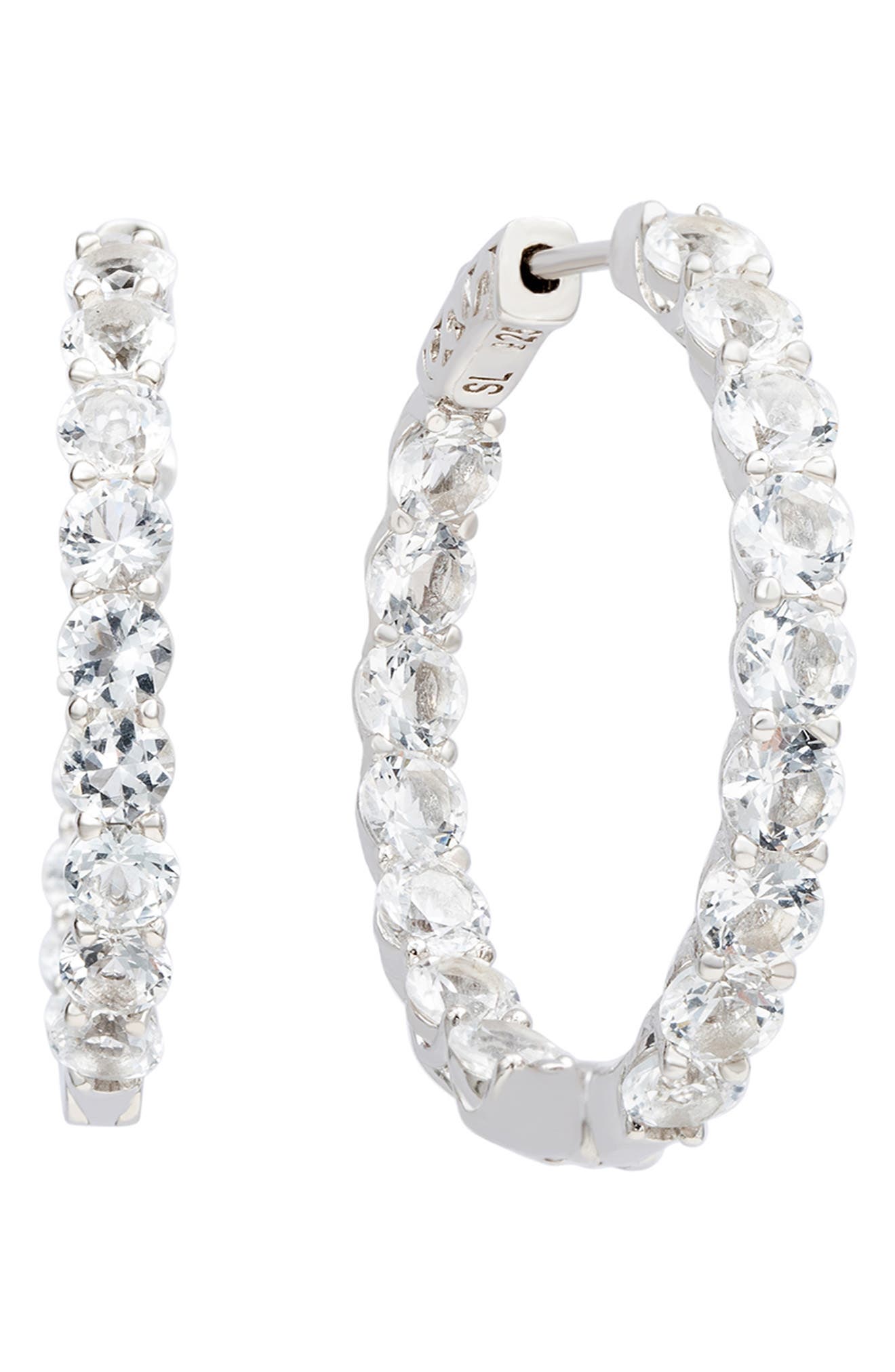SUZY LEVIAN White Topaz Hoop Earrings