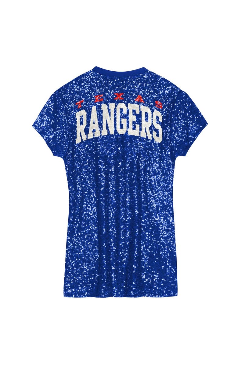 Outerstuff Girls Preschool Royal Texas Rangers Sequin V-Neck Dress, Alternate, color, Royal