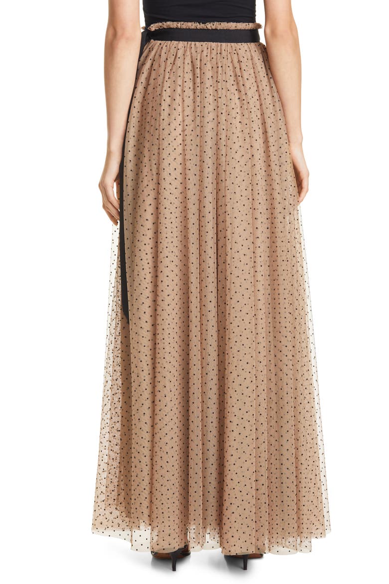 Poppy Dot Flocked Tulle Skirt, Alternate, color, NUDE/ BLACK DOT