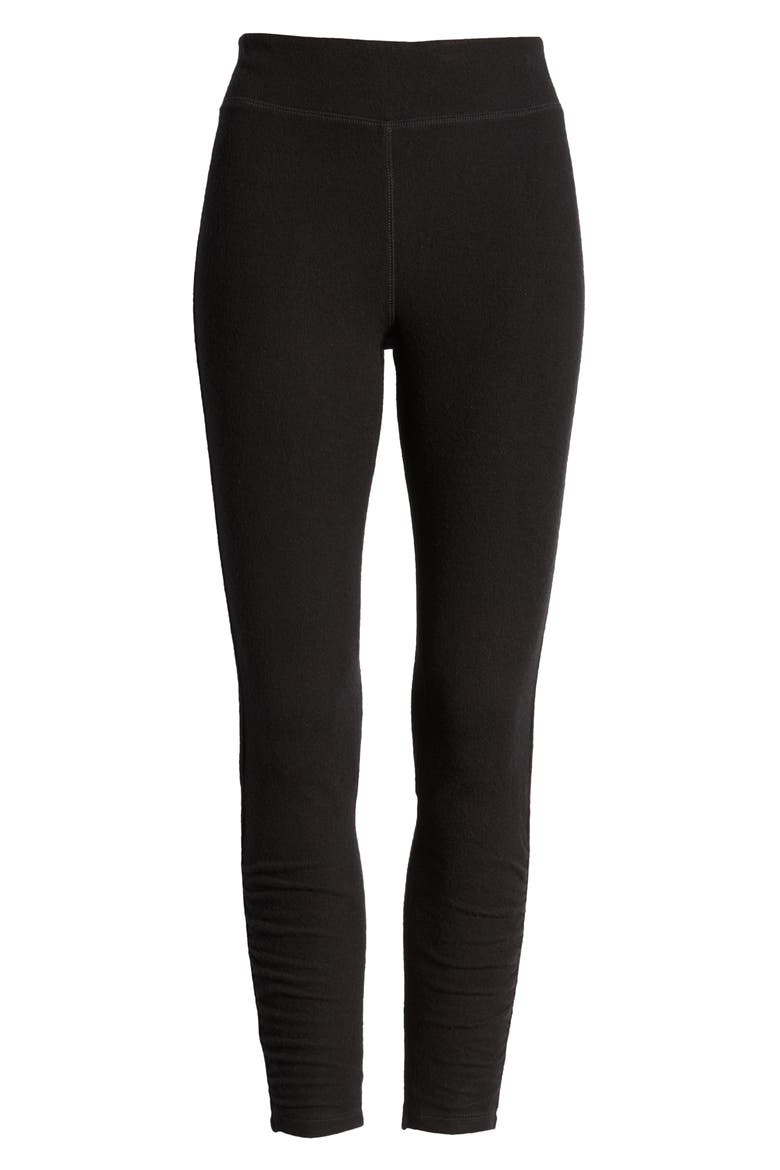 Knit Ruched High Waist Leggings, Alternate, color, BLACK