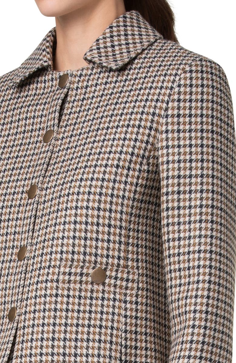 Akris punto Houndstooth Shetland Wool Tweed Crop Jacket, Alternate, color,