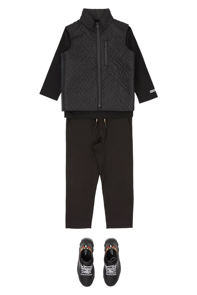 Kids' Giaden TB Monogram Quilted Vest, Alternate, color, BLACK